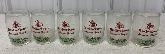 6 Budweiser Anheuser Busch glasses