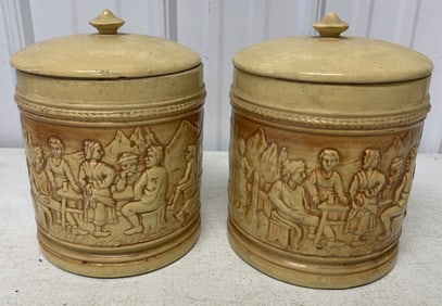 2 Hull pottery pretzel jars
