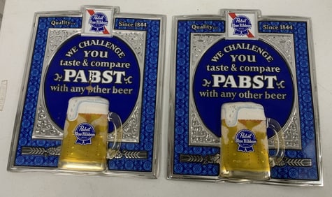 2 Pabst advertising signs