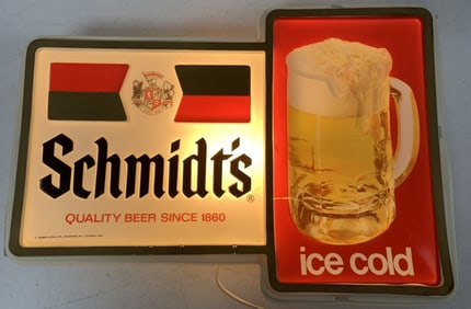 Schmidts lighted beer sign