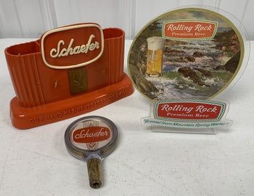 Schaefer bar caddy + tap & Rolling Rock napkin
