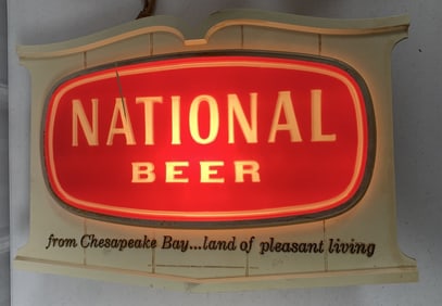 National Beer lighted sign
