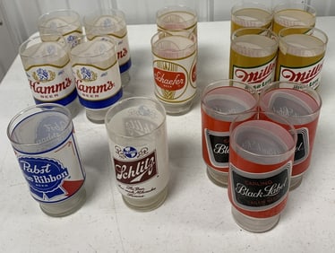 15 assorted beer glasses