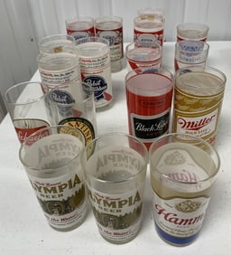 17 assorted beer glasses