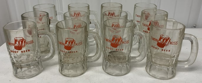12 Twin Kiss Root Beer mugs