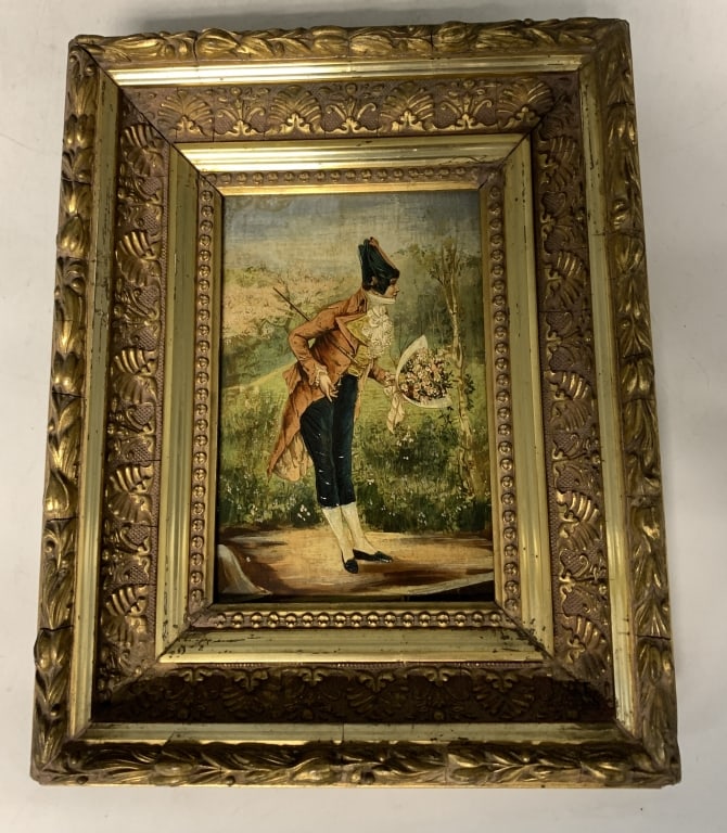 framed Gentleman with Flowers oil on board