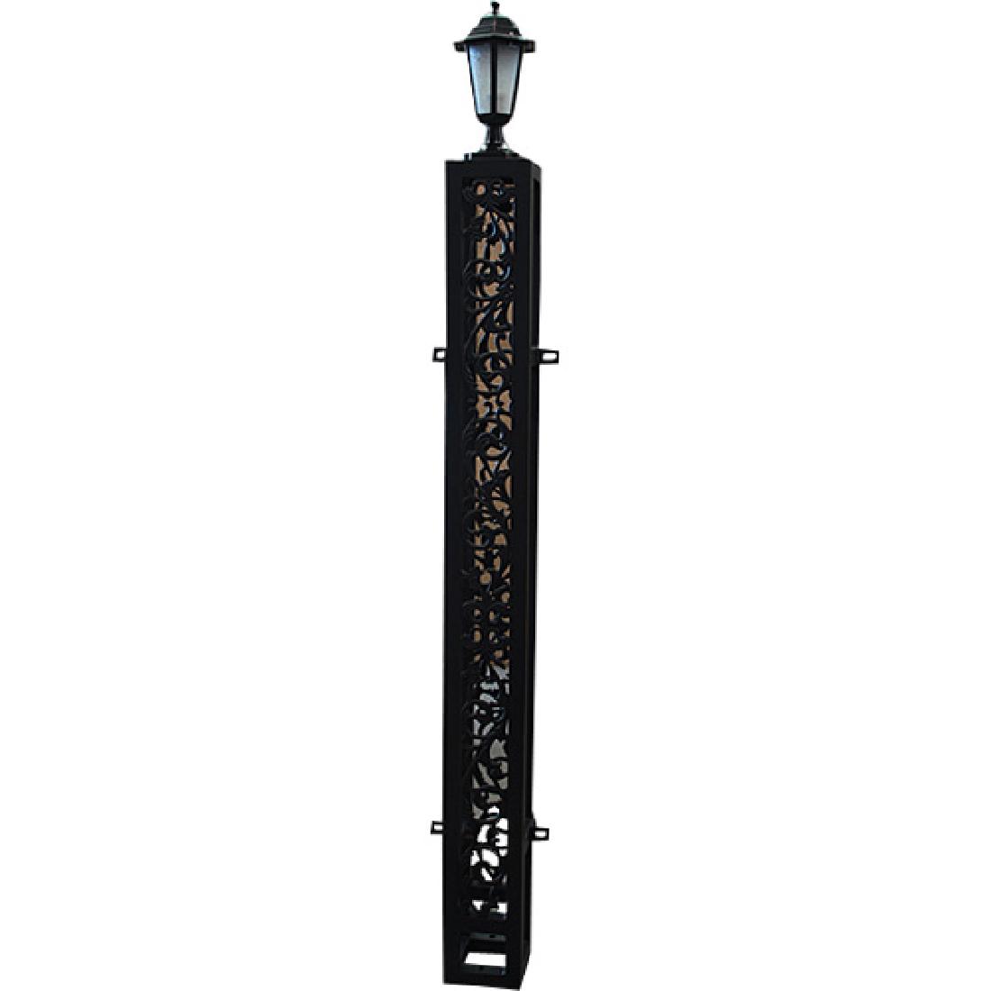 Bridgeton Moore Large Fence Lantern Post (KIT): Bridgeton Moore presents the Bridgeton Moore Large Fence Post with Lantern, a 7" square X 69" tall post with a 10.5" Square X 13" Tall Lantern Top and an easy to install mounting spike. This specific 
