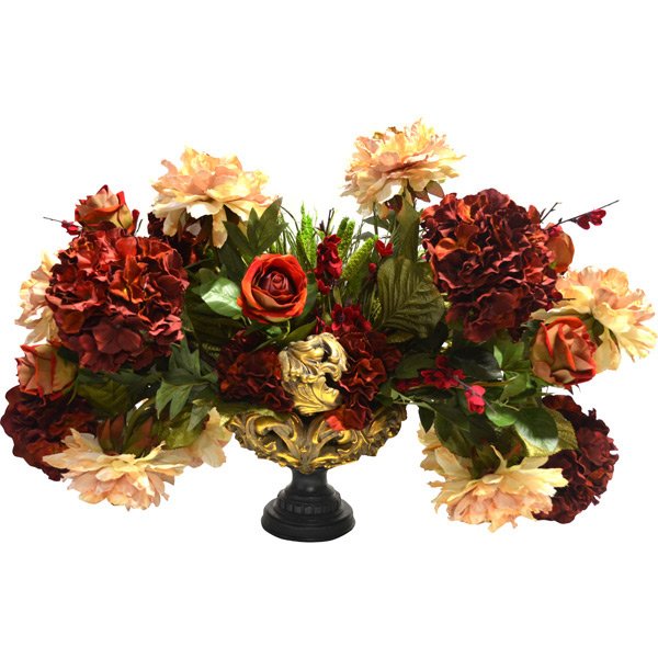 Acanthus Silk Floral Arrangement: NO RESERVE! Artisan designed, crafted, and assembled. This beautiful silk floral arrangement is done by our master craftsman construct these beautiful arrangements one stem at a time and put a lot of
