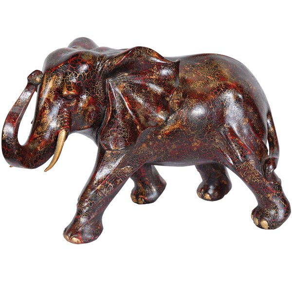 Brioche Elephant: The complex antique-crackle finish done on this nice representation of a walking Bull Elephant brings a top-quality look to this very affordable accessory from AFD Home. Proportions on this piece plea