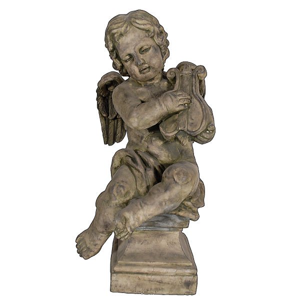 Garden Cherub with Harp: From our Garden collection, the Garden Cherub with the harp. Makes the perfect pair with our Garden Cherub with Violin.