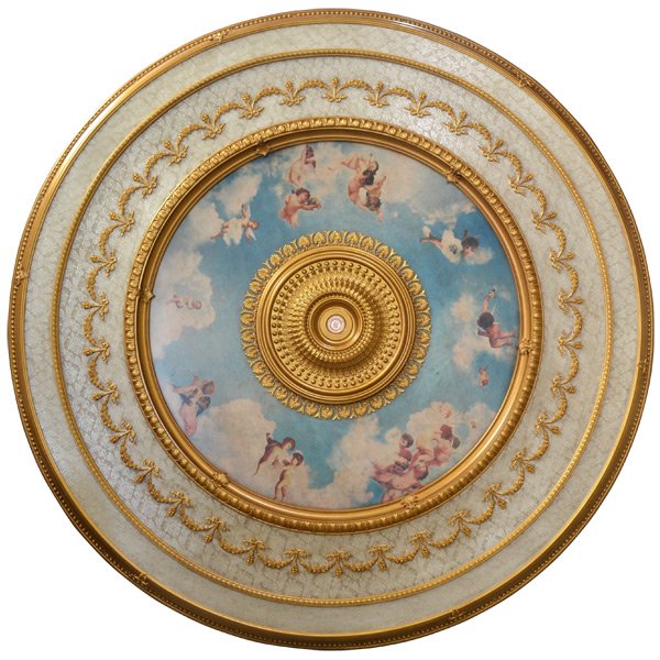 Cherub Sky Ceiling Medallion 98.5" (250cm): An innovative decorative solution, all hand assembled & hand finished, our ceiling medallions utilize beautifully antiqued imagery to add interest to chandeliers and ceilings throughout your home. Usi