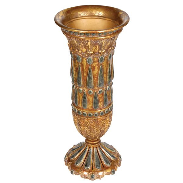 Large Lady Maria Vase: Dimensions: 12DIA X 31.5H - From our home Decorative Accessories Collection we present Lady Maria Vase (Lg) with gold finish and jewel accent to enhance its beauty. Lady Maria Vase (Lg) will give your