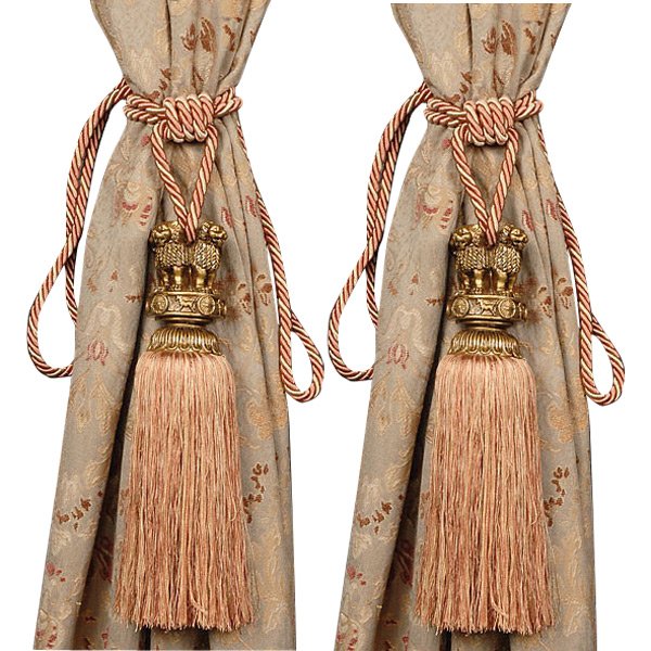 Chateau Tassel-2pk: Featuring hand craftmanship and the finest rayon threading; the Chateau Tassels with its golden embellishments and classic accents will compliment a chair, sofa, window treatment or other pieces in a 