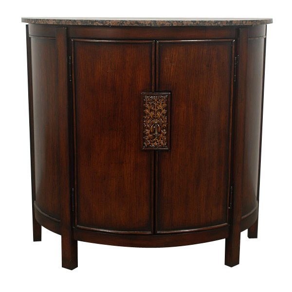 Dbl Door Semi Circle Chest: Dimensions: 38L X 17.5D X 35.5H - Weight: 117 lbs - A beautiful chest an an incredible price today only. The Double Door Semi Circle Chest features all hardwood construction, beautiful solid granite t