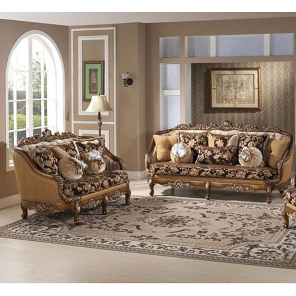 Montague Gold Sofa Set - 2pc: Dimensions: SOFA - 92L X 39D X 46H; SEAT HEIGHT - 19H; LOVESEAT - 68L X 39D X 46H; SEAT HEIGHT - 19H