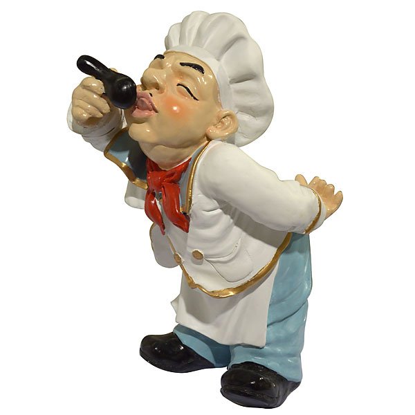 Tasting Chef: Dimensions: 12.5L X 12D X 20H Adorable and colorfully hand finshed this little"taster"is ready - Great for Kitchen or Restaurant - Made of a resin composite (approx wt: 11 lbs)