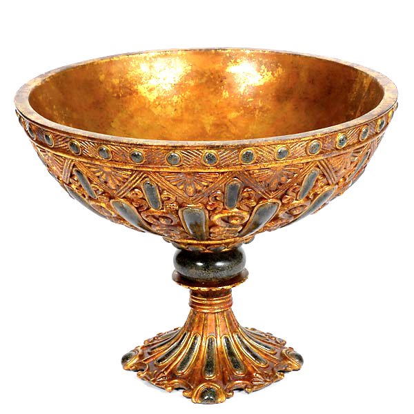 Lady Maria Bowl: Dimensions: 14 DIA X 11H - From the our Decorative Accessories collection comes the Lady Maria Bowl. Crafted in a resin compsite and overlaid with gold and faux jeweled accent this is just one of the