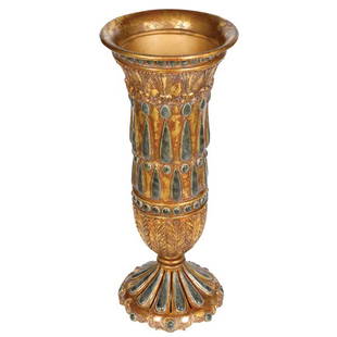 Large Lady Maria Vase: Dimensions: 12DIA X 31.5H - From our Home Decorative Accessories Collection we present Lady Maria Vase (Lg) with gold finish and jewel accent to enhance its beauty. Lady Maria Vase (Lg) will give