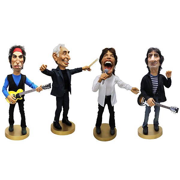 Stones - Set of 4: This Awesome Silicone Caricature Set of The Best Rock & Roll Band is Sure to please in any fan's cave or business for photo ops and style. C WATTS - 45W X 17D X 56H K RICH - 34W X 32D X 55H JAGGER - 3
