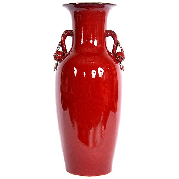 32in Fire Red Porcelian Vase          FREE SHIPPING (1 of 1)