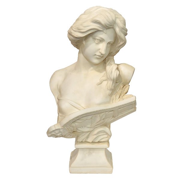 Lady with Sitar: This classic decorative scultpure of lady is hand finished over long lasting durable resin. Giving it the look of an antiquity at an affordable decorative price. The finer finish on this scultpure is