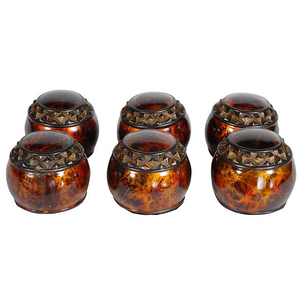 Marblous Deco Orbs Set of 6: A 6 piece set or marbled orbs. Hand finished with a rich marbled affect. Decorative objects of art for display. Cast in resin. Marblous Deco Orbs Set of 6 Catalog=CM-MARBLE-10/SE;"Dimensions=4"" DIAME