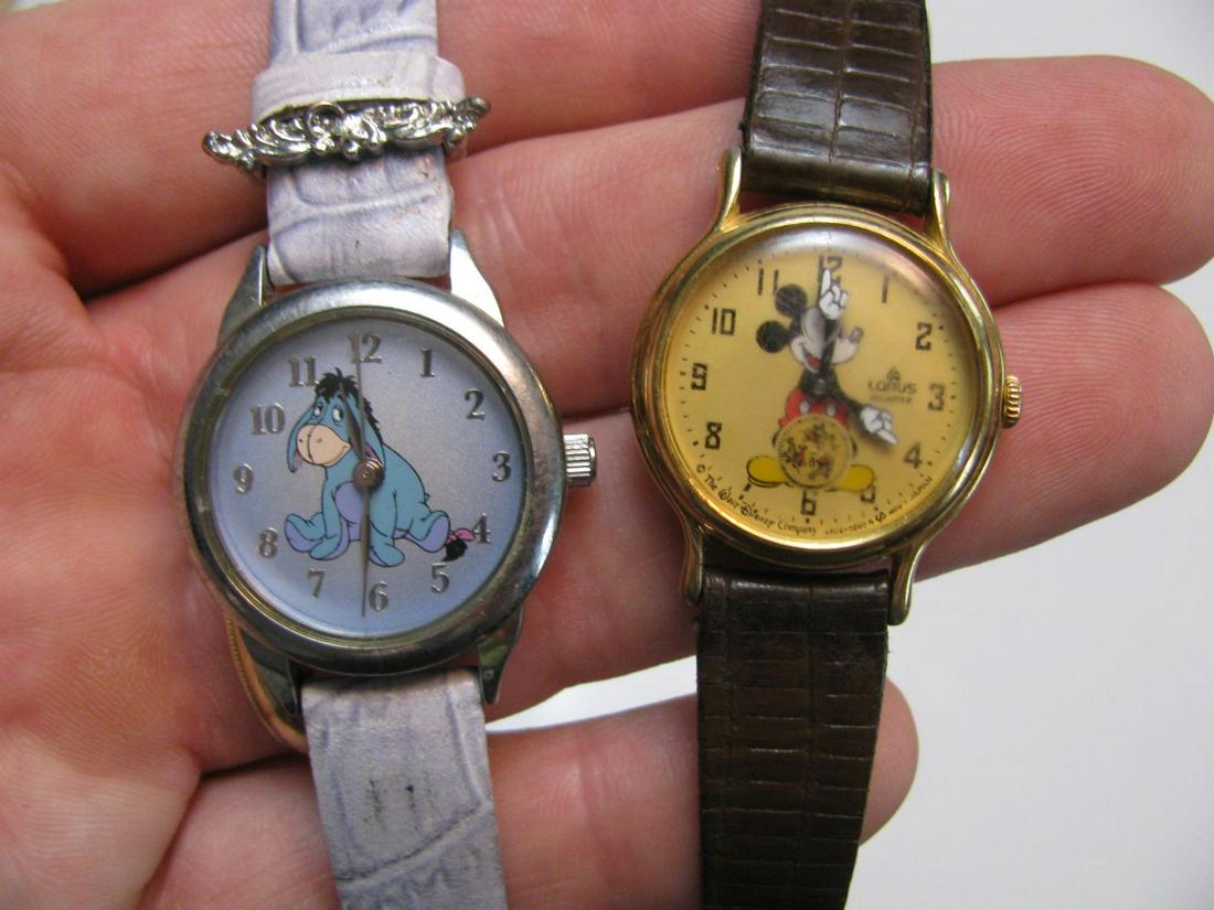 2 Disney Watches, Eyore Japan and Mickey Mouse Lorus: Eyore in great shape, Mickey's crystal is a bit scuffed. Both non-running in as found condition.