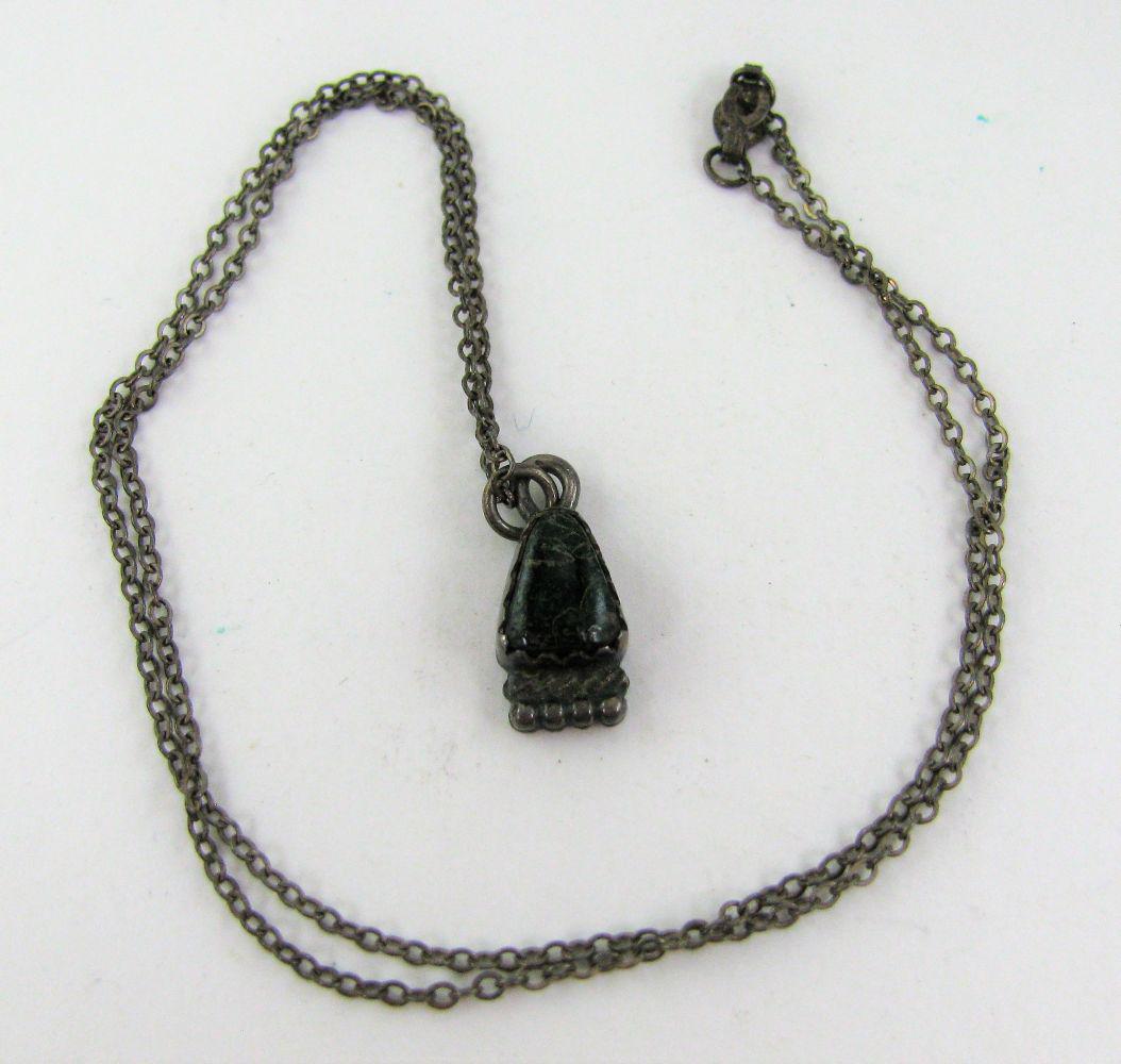 Vintage Wolf-Ross Sterling Silver Chain with Green: Marked Wolf-Ross, vintage clasp, weighs 3.9 grams