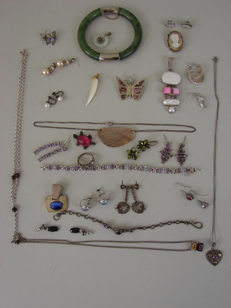 925 Lot MOP, Precious &  Semi-Precious Stones (1 of 12)