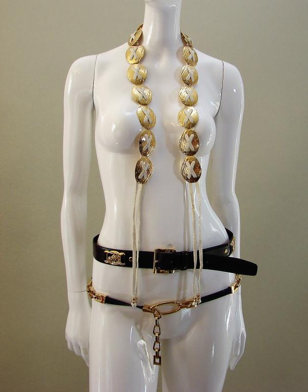 3 St. John Belts: 3 St. John belts, metal and leather