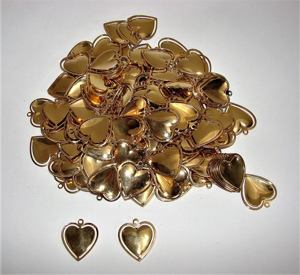 120 Vintage Heart Pendants Costume Jewelry: Can be worn or used as is, considered findings.