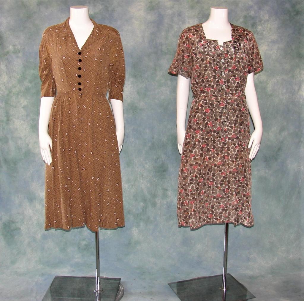 2 1950s Rayon Dresses, As-Is (1 of 13)