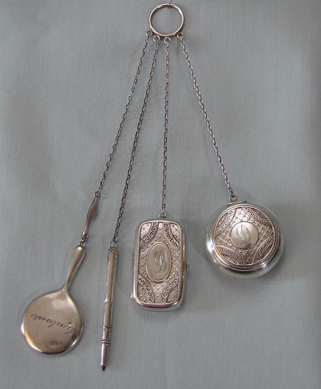 Rare Antique Cosmetic Sterling Chatelaine (1 of 12)