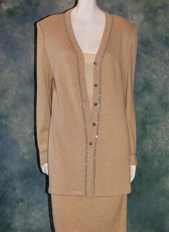 Vintage 3 Piece Gold Metallic Knit Suit (1 of 10)