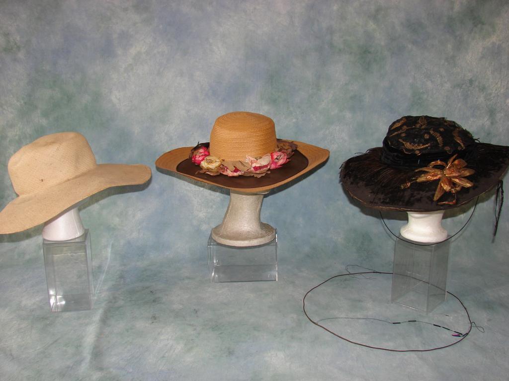 3 Edwardian Hats, Silk Flower (1 of 9)