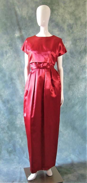 Red Satin 1960's Evening Gown Ensemble (1 of 7)