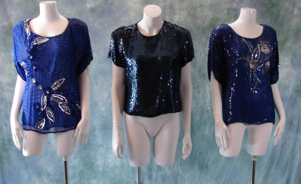 3 Vintage Beaded or Sequined Tops (1 of 10)