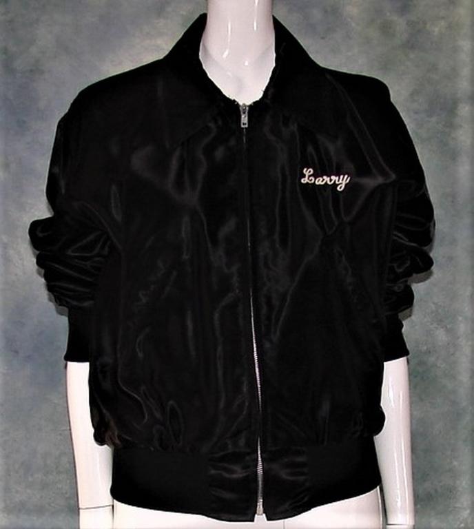 Vintage Men's Black Satin Jacket "Bar-Kays" (1 of 5)