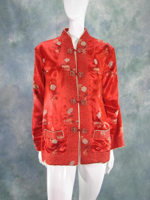 Vintage Red Silk Embroidered Jacket (1 of 5)