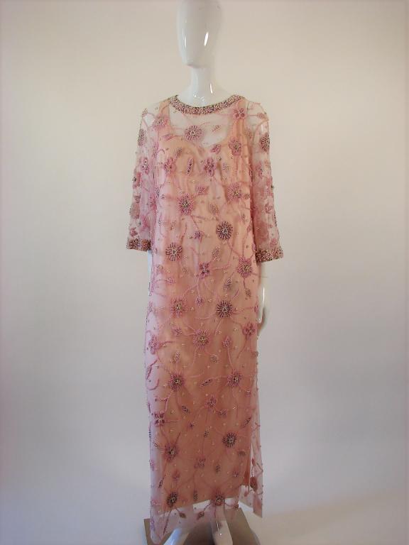 Designer 1960s Heavily Beaded Evening Gown (1 of 14)