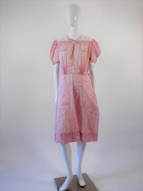 1940s Pink & White Cotton Day Dress (1 of 11)