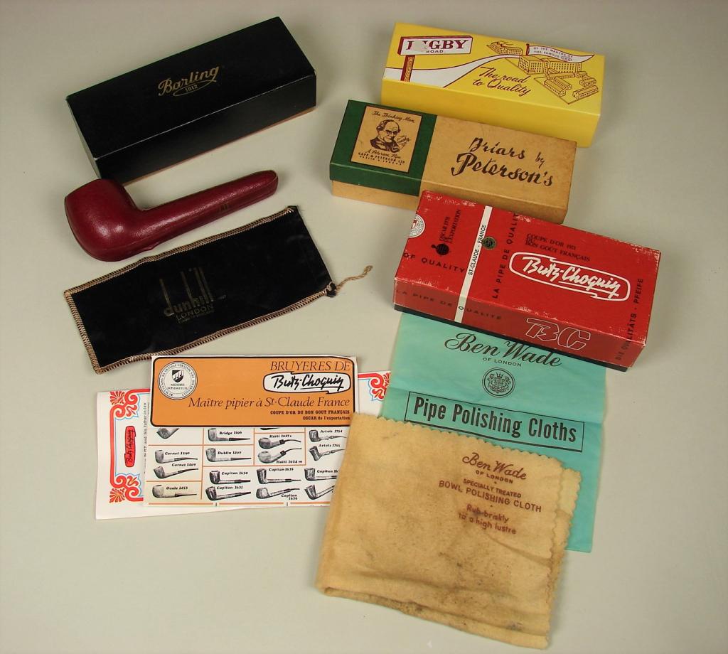 Lot Of Pipe Boxes, Sleeves, Paperwork, Case: Dunhill, BC, Digby, Barling, Peterson's