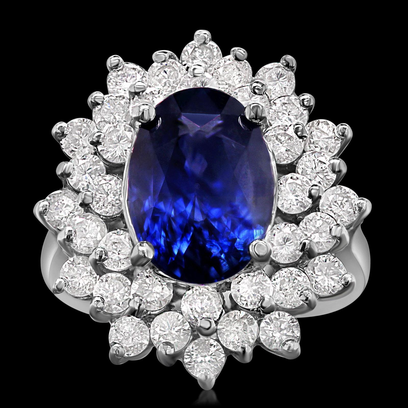14K WHITE GOLD 4.50CT SAPPHIRE 2.20CT DIAMOND RING (1 of 4)