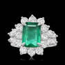 14K WHITE GOLD 2.75CT EMERALD 2.40CT DIAMOND RING