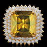 14K YELLOW GOLD 20.50CT SPHENE 3.11CT DIAMOND RING