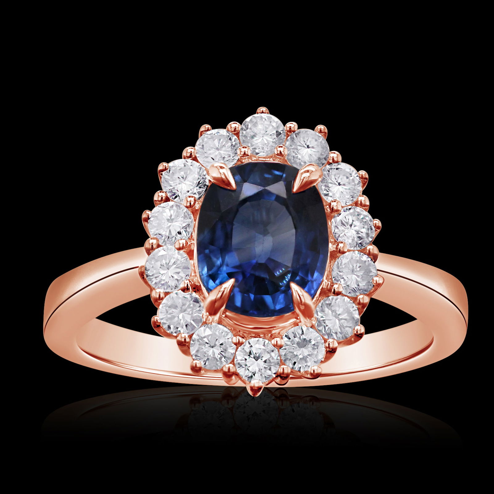 14K ROSE GOLD 1.00CT SAPPHIRE 0.60CT DIAMOND RING (1 of 3)