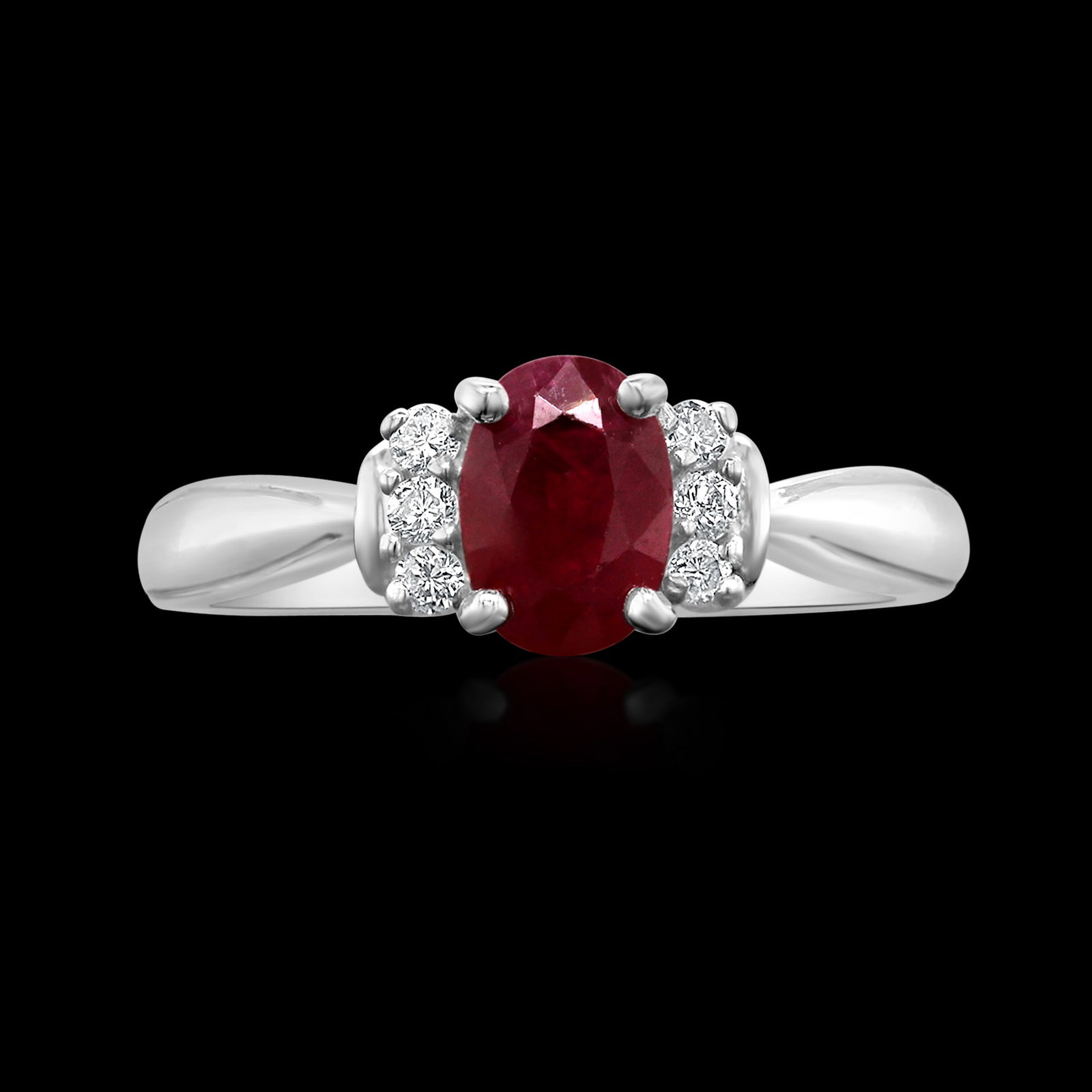 14K WHITE GOLD 1.00CT RUBY 0.20CT DIAMOND RING (1 of 3)