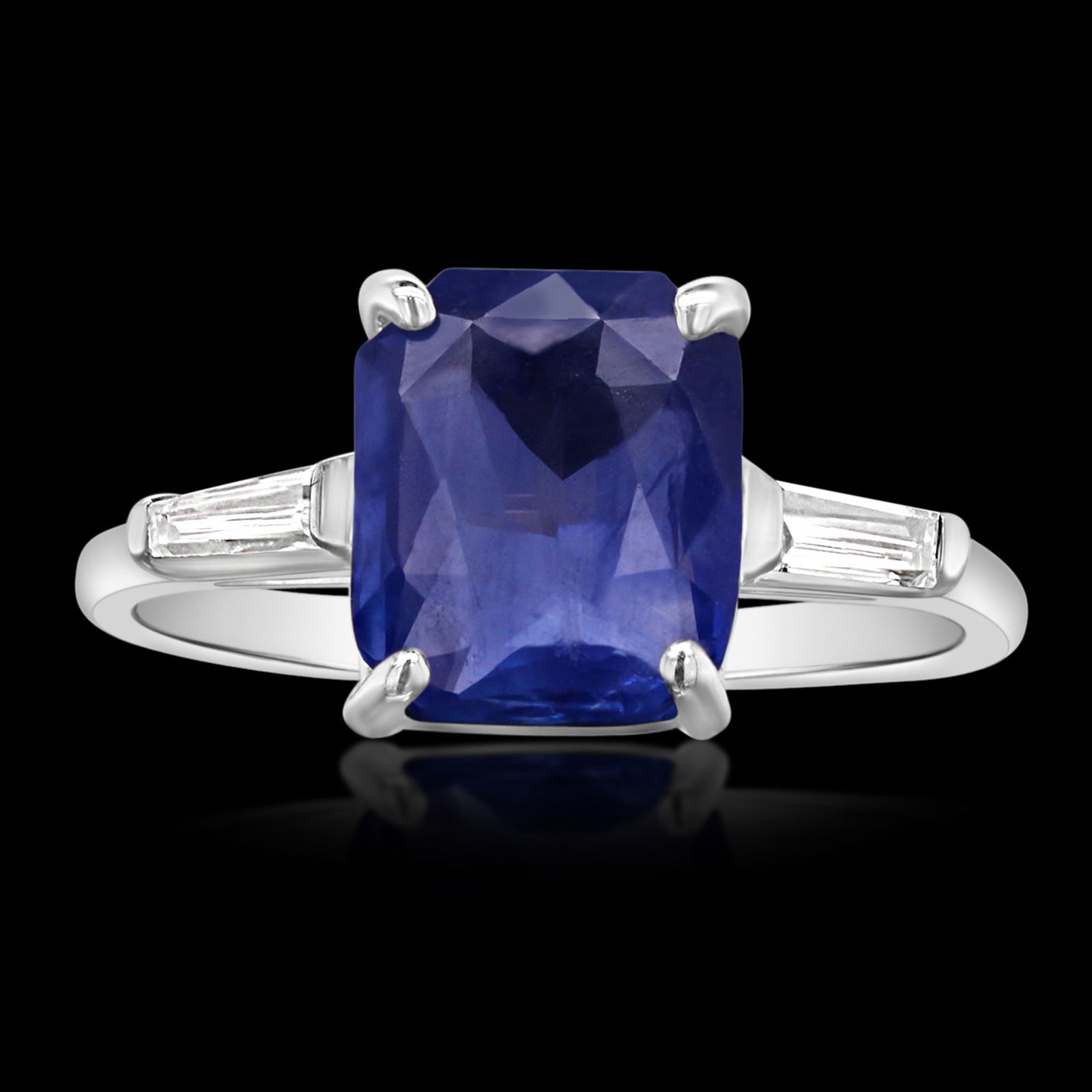 14K WHITE GOLD 2.00CT SAPPHIRE 0.15CT DIAMOND RING (1 of 3)