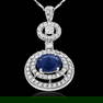 14K WHITE GOLD 2.50CT SAPPHIRE 1.25CT DIAMOND PENDANT