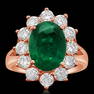 14K ROSE GOLD 4.00CT EMERALD 1.00CT DIAMOND RING